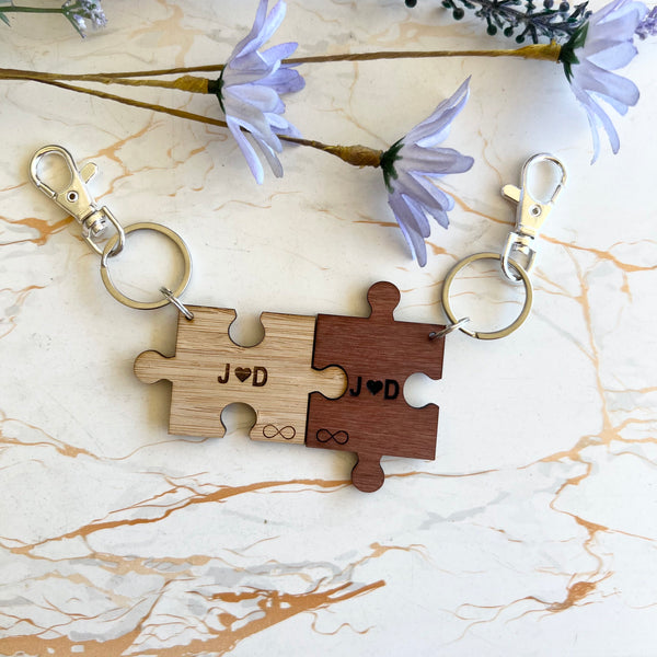 Couples jigsaw personalised key rings Media 1 of 6