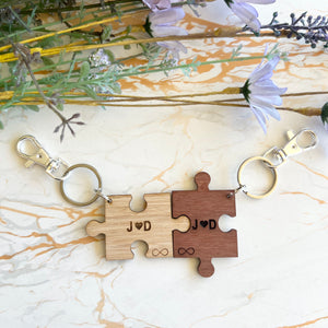Couples jigsaw personalised key rings Media 1 of 6