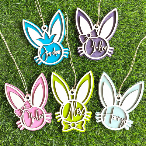 Wooden Personalised bunny tags with names