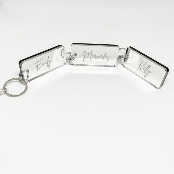 Personalised Black and silver mirror keyring Double layer