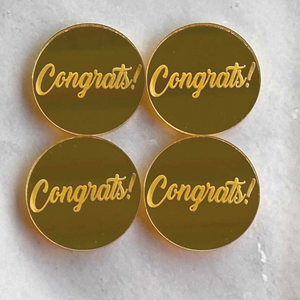 Congrats Cupcake Topper Pack of 4 Gold Acrylic