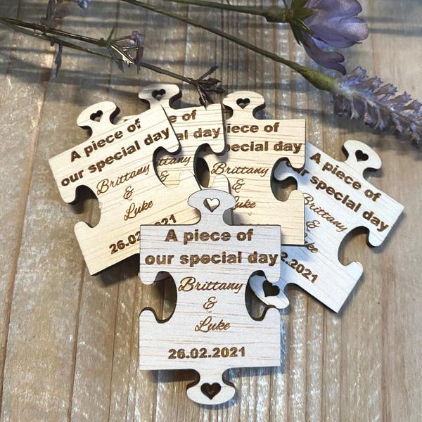 Personalised Wooden Rustic Jigsaw Shaped Thank You Gift Tags