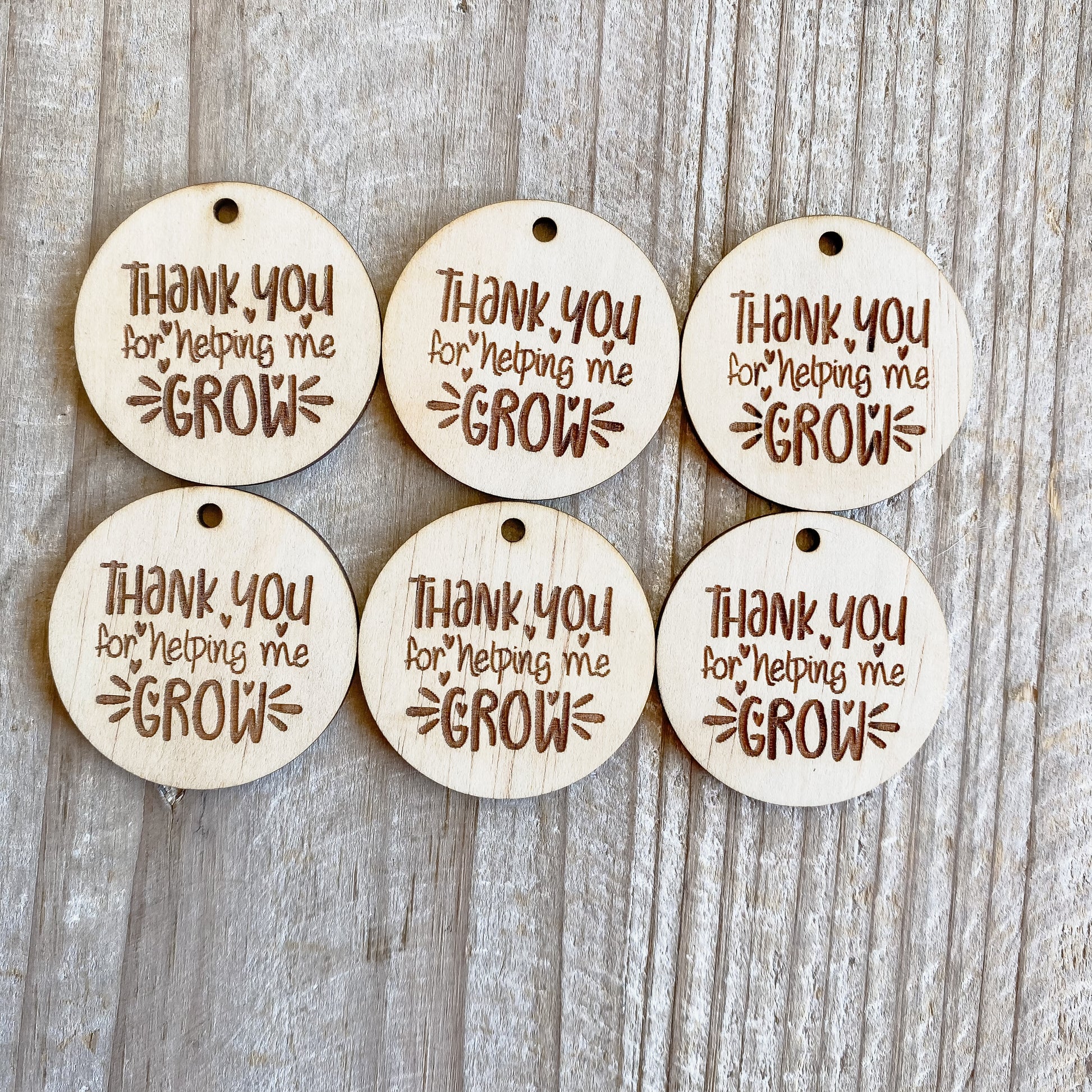 Wooden Teachers appreciation Round Engraved Tags Florist supplies