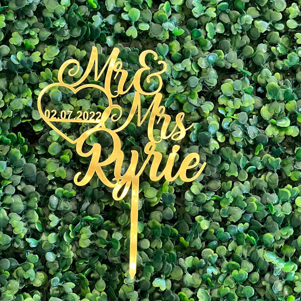 Personalised Wedding Mr and Mrs cake topper