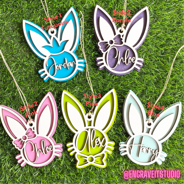 Wooden Personalised bunny tags with names