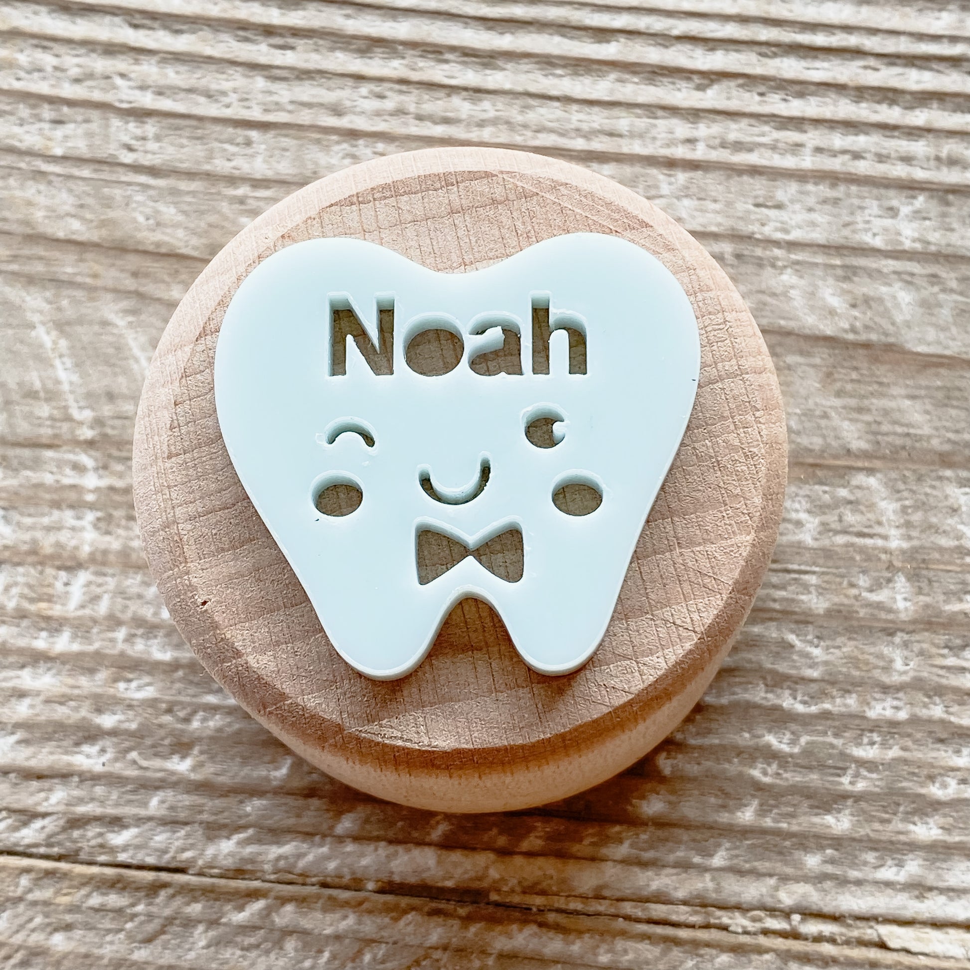 Personalised wooden tooth fairy box and tooth pouch