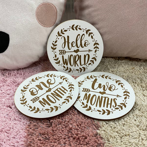 Wooden white baby Milestone cards Photo props