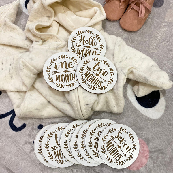 Wooden white baby Milestone cards Photo props