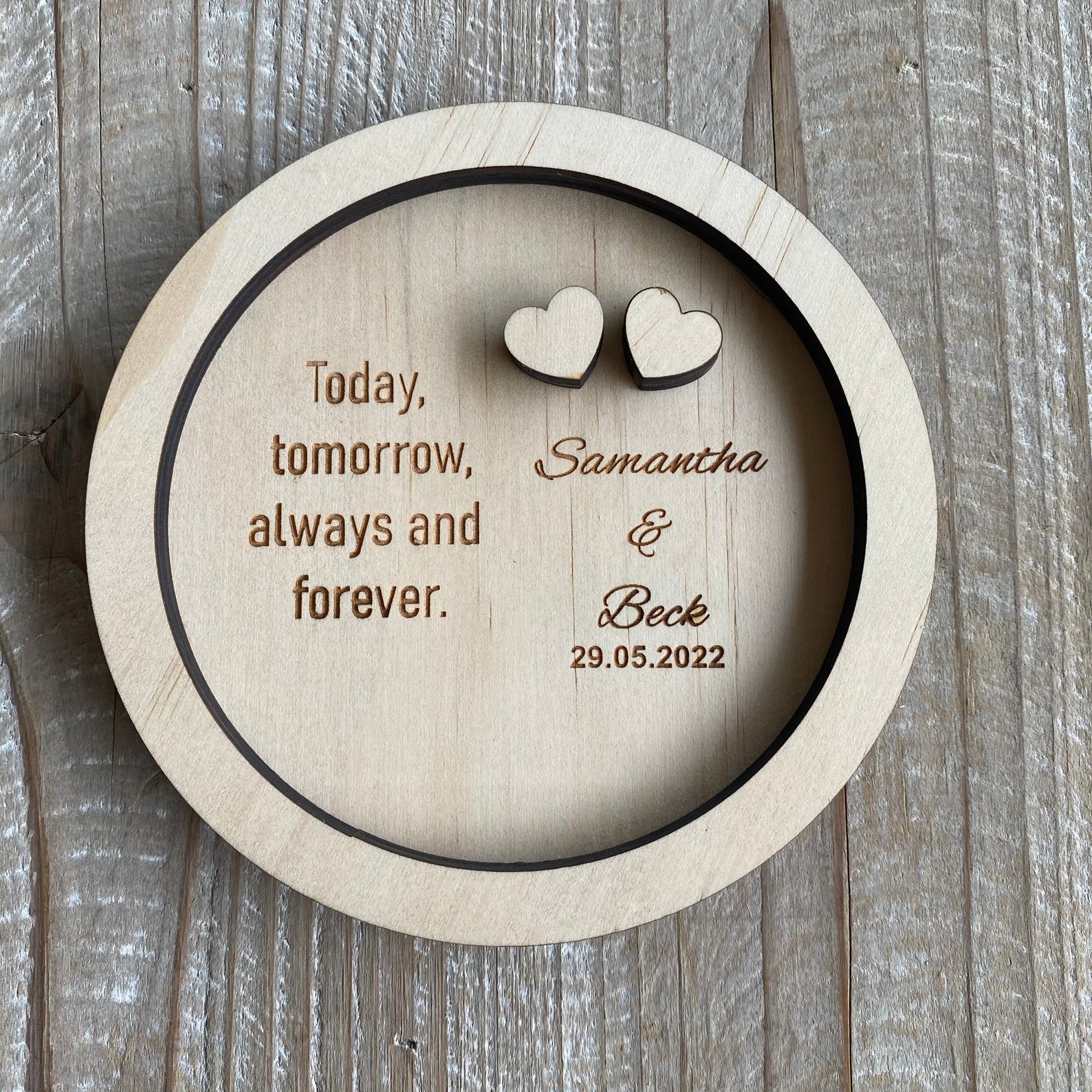 Personalised wooden ring plate (Alternative to ring box custom made)