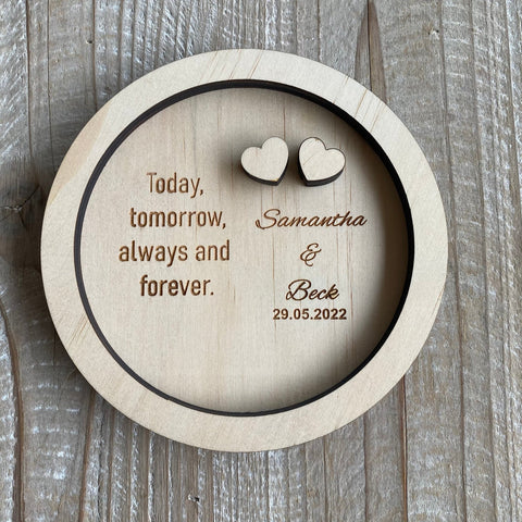 Personalised wooden ring plate (Alternative to ring box custom made)