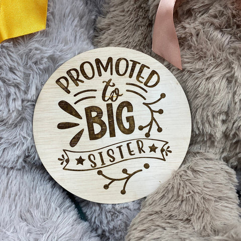 Wooden Sibling announcement card | Big sister | pregnancy announcement |